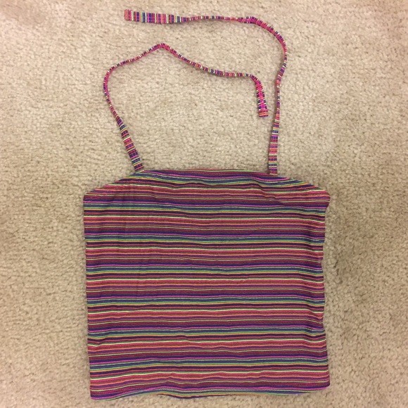 🎉 HP OLD NAVY Swim Striped Halter Tie Tankini Top - Picture 2 of 4
